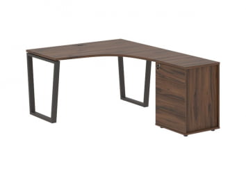 Стол эргономичный с тумбой правый ЕДИС ЕВCЕТ 1318 Р Дуб Денвер темный Мокко / EDIS EVCET R