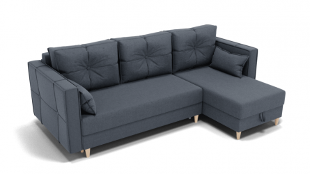 Диван Консул-2 ППУ угол левый/правый (ЗР) Цвет фасада: Серый; Тип: Левый/правый; Материал фасада: Металл/Велюр