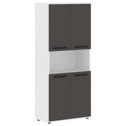 Шкаф с двумя комплектами глухих малых дверей ЕДИС ЕХCС 85.4 Мокко Черный Белый / EDIS EHCS