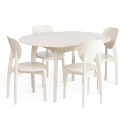 Круглый стол DIAMANTE круглый бук, мдф, шпон дуба, 100 х 100+30 х 75 см, Ivory white