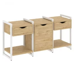 Тумба на регулируемых опорах наборная. Вариант №6 LOFT VR.L-TN-6.O Металл белый Тиквуд светлый