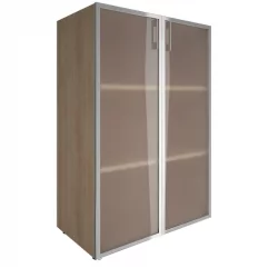 Шкаф книжный средний со стеклом в раме Lacobel без топа YALTALT-ST 2.4R white Снежная Патина