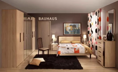 Кровать двуспальная BAUHAUS 2 Дуб Сонома/Орех шоколадный(спальня)