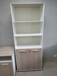 Шкаф 4 широкий верх открытый, низ закрытый Deka 10.19.111 Дуб Сантана светлый/Белый