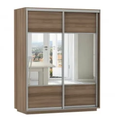 Шкаф-купе двухдверный Экспресс Дуо Комби 1600х2200h Ясень шимо тёмный