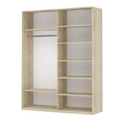 Шкаф-купе двухдверный Прайм 1600 Зеркало/Белое стекло Дуб сонома