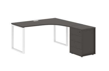 Стол эргономичный с тумбой правый ЕДИС ЕКCЕТ 1518 Р Мокко Белый / EDIS EQCET R