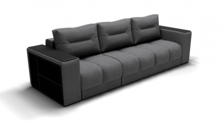 Диван Барон- 2 трансформер угловой (ЗР) Цвет фасада: Светло серый; Тип: Левый; Материал фасада: Металл/Велюр