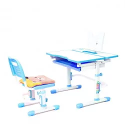 Парта школьная с полкой RIFFORMA Comfort-07 Белый Голубой