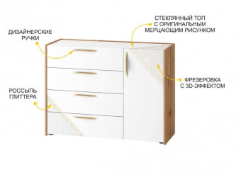 Тумба-комод Монако 903.23 Дуб Вотан / Белый шпон / Альпийский белый