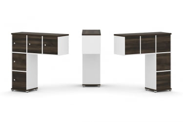 Надставка на стол низкая односторонняя + задняя стенка (5 шт.) + распашной фасад (5 шт.) CONCEPT CN.ONN-007 Дуб Мали Белый бриллиант Белый металл