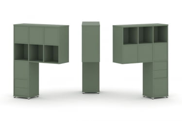 Надставка на стол высокая двухсторонняя + задняя стенка (8 шт.) + блок с 2-мя ящиками (2 шт.) CONCEPT CN.DNV-006 Кобо Белый металл