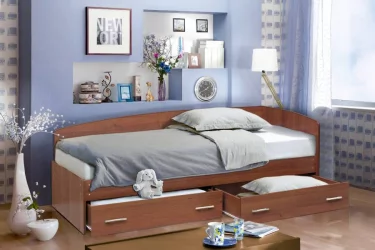 Детская кровать с ящиком для белья Софа №2 800*1900 Ясень шимо светлый