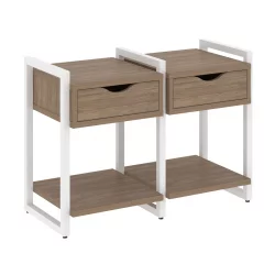 Тумба на регулируемых опорах наборная. Вариант №1 LOFT VR.L-TN-1.O Металл белый Дуб Аризона