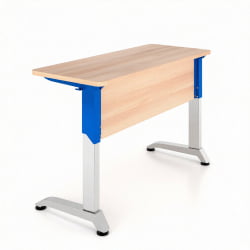 Парта двухместная Де Гласси Н (рост 3-5)  ЛДСП Бук/ Металл Серый+Синий