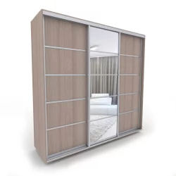 Шкаф-купе 3-х дверный Акцент-Квадро Д 2400х600 Шимо светлый/хром