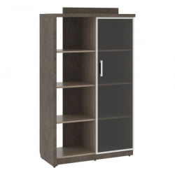 Шкаф со стеклянной дверью правый WOOD&STONE СФ-534182 Бетон Чикаго темный Дрифтвуд