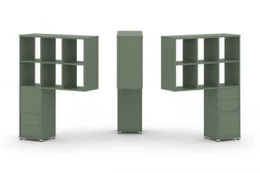 Надставка на стол высокая двухсторонняя + задняя стенка (2 шт.) + блок с 2-мя ящиками (2 шт.) CONCEPT CN.DNV-008 Кобо Белый металл