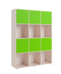 Стеллаж для игрушек ДМ 12 Дуб млечный/Зеленый