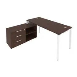 Рабочая станция на П-образном м/к с опорной тумбой левая Metal System Б.РС-СТС-2.4 Л Венге/Белый