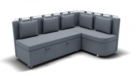 Кухонный диван Париж-1 угол левый/правый (ЗР) Цвет фасада: Серый; Тип: Левый/правый; Материал фасада: Металл/Велюр