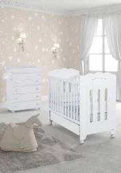 Комод в детскую Micuna Bonne Nuit пеленальный B-970 white матрасик stars grey
