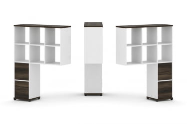 Надставка на стол высокая двухсторонняя + задняя стенка (2 шт.) + блок с 2-мя ящиками (2 шт.) CONCEPT CN.DNV-008 Дуб Мали Белый бриллиант Черный металл