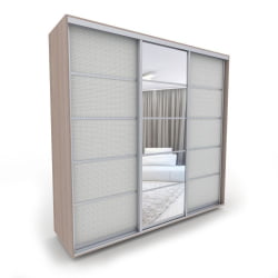 Трехстворчатый шкаф Акцент-Квадро КВ 1500х600 Шимо светлый/хром