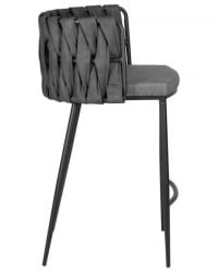 Стул полубарный ДОБРИН АМЕЛИА CОУНТЕР (серая ткань (Ф-48), темно-серый винтажный ПУ (МФ-12)) 4 шт / DOBRIN AMELIA COUNTER (F-48), PU (MF-12))