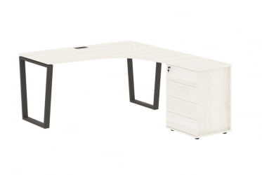 Стол эргономичный с тумбой правый ЕДИС ЕВCЕТ 1518 Р Ясень Траун Мокко / EDIS EVCET R