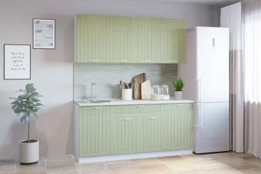 Гарнитур кухонный 1800 (врезная мойка) древесный супермат фисташка