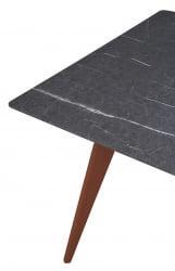Стол Лунд 960*960 мрамор Графит Темный орех
