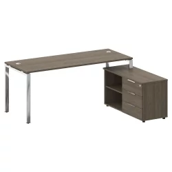 Стол рабочий руководителя с опорной тумбой левый METAL SYSTEM DIRECT БГ.СРТ-5.7 Пр Вяз Благородный