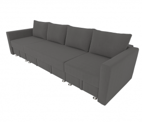 Диван угловой Фиеста Трансформер П- побразный с подлокоткиками (Berhouse) Цвет фасада: Серый Велюто 12; Тип: Левый/правый; Материал фасада: Металл/Велюр