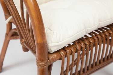 Комплект ( диван + 2 кресла + стол со стеклом ) /с подушками/ ротанг, кр:61х67х78,5см, дв:108х66х78,5см, ст:D60х56,5см, coco brown (коричневый кокос)