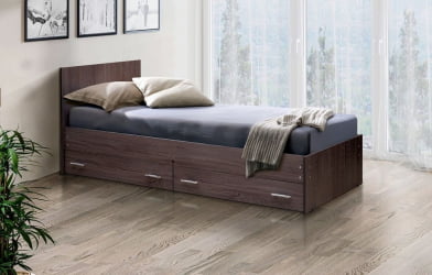 Односпальная кровать с ящиком с ящиками на уголках №4 ЛДСП 700*2000 Ясень Анкор темный