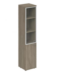 Шкаф высокий со стеклом, задняя стенка ЛДСП (левый) Wing WN.712.OD.OD.AL.L Дуб темный