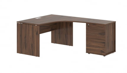 Стол эргономичный с тумбой правый EDIS EDCET 1318 R Дуб Денвер темный Белый