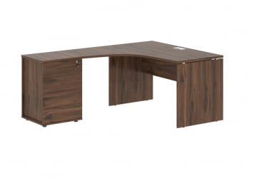 Стол эргономичный с тумбой левый ЕДИС ЕДCЕТ 1518 Л Дуб Денвер темный Белый / EDIS EDCET L