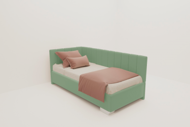 Детская кровать 190 90 ТЕРРА С ОРТОПЕДИЧЕСКИМ ОСНОВАНИЕМ (BERHOUSE) Цвет фасада: Мятный; Материал фасада: Металл/Велюр; Спальное место: 900х1900
