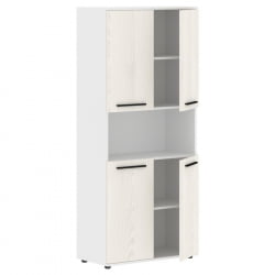 Шкаф с двумя комплектами глухих малых дверей EDIS EHCS 85.4 Ясень Траун Черный Белый