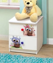 Тумба детская прикроватная с фотопечатью Совята Белый