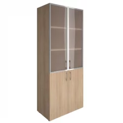 Шкаф книжный со стеклом в раме без топа YALTA LT-ST 1.2R Снежная Патина