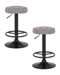 Табурет барный ДОБРИН БРУНО БЛАCК (серый велюр (МДЖ9-75)) 2 шт / DOBRIN BRUNO BLACK (MJ9-75))