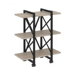 Стеллаж на колесных опорах - 3 полки LOFT  VR.L-MST.K-3.4V Металл черный Дуб Аттик