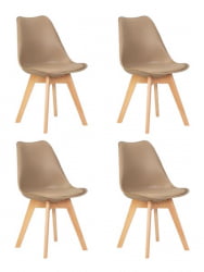 Стул обеденный DOBRIN JERRY SOFT (ножки светлый бук, цвет сиденья бежевый (GR-03)) 4 шт