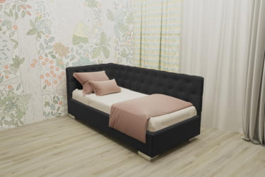 Детская кровать 190 90 ВЕРСАЛЬ БЕЗ ОСНОВАНИЯ (BERHOUSE) Материал фасада: Металл/Велюр; Спальное место: 900х1900; Цвет: Темно серый