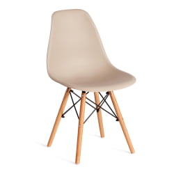 Кухонный стул CINDY (EAMES) (mod. 1801) дерево бук/металл/сиденье пластик, 45x51x82 см, Beige (Бежевый)