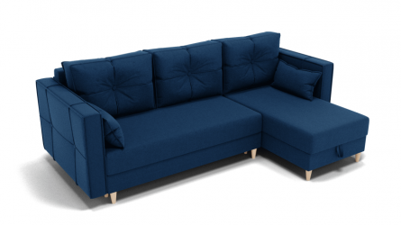 Диван Консул-2 ППУ угол левый/правый (ЗР) Цвет фасада: Синий; Тип: Левый/правый; Материал фасада: Металл/Велюр