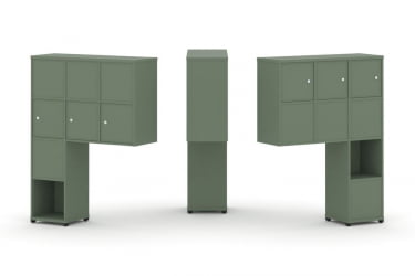 Надставка на стол высокая двухсторонняя + задняя стенка (8 шт.) + распашной фасад (6 шт.) CONCEPT CN.DNV-009 Кобо Черный металл